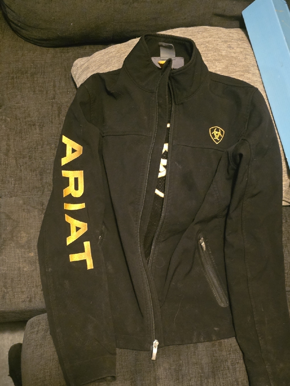 Ariat Black Jacket with Gold Logo and Sleeve Script